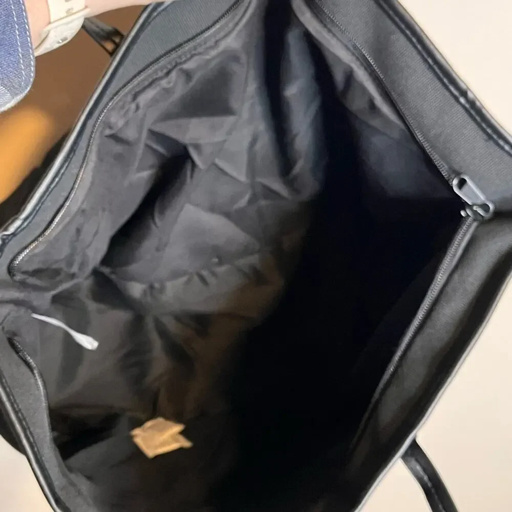 NEW CLEOBELLA Large Canvas Tote in Black with Vegan leather trim fabfitfun box